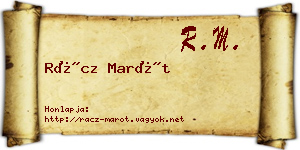 Rácz Marót névjegykártya